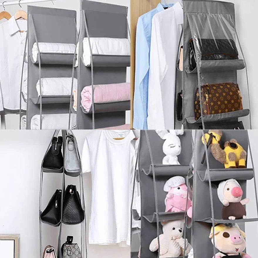 Handbag Organizer Double-Sided Clear Compartments Space-Saving