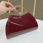 Handbag Patent Leather Vintage-Inspired Rounded Silhouette Gold-Tone Closure