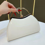 Handbag Patent Leather Vintage-Inspired Rounded Silhouette Gold-Tone Closure