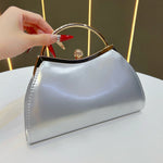 Handbag Patent Leather Vintage-Inspired Rounded Silhouette Gold-Tone Closure