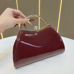 Handbag Patent Leather Vintage-Inspired Rounded Silhouette Gold-Tone Closure