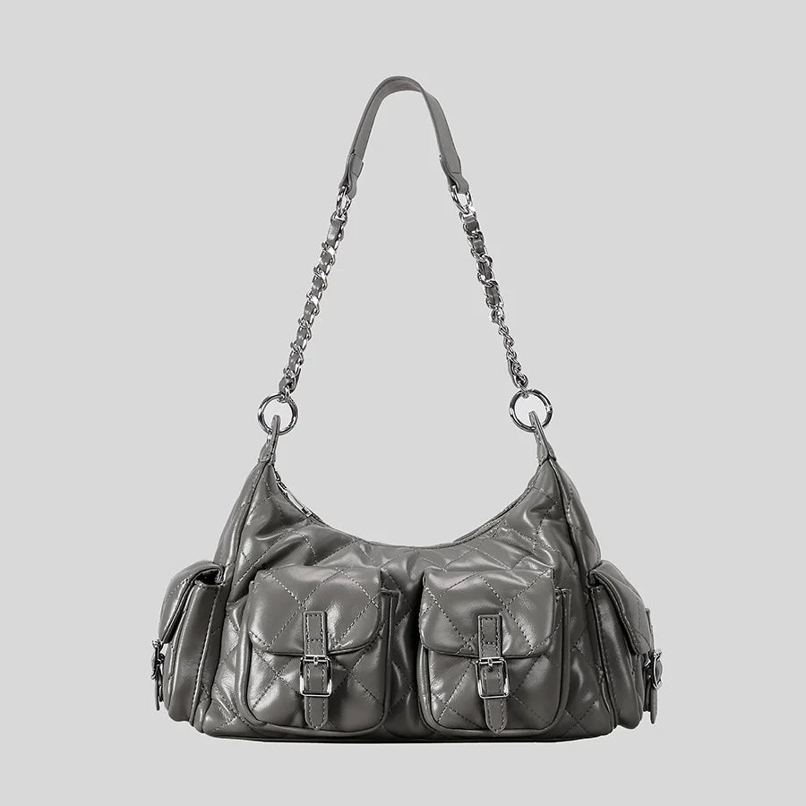 Handbag Quilted Multiple Pockets Adjustable Chain Strap