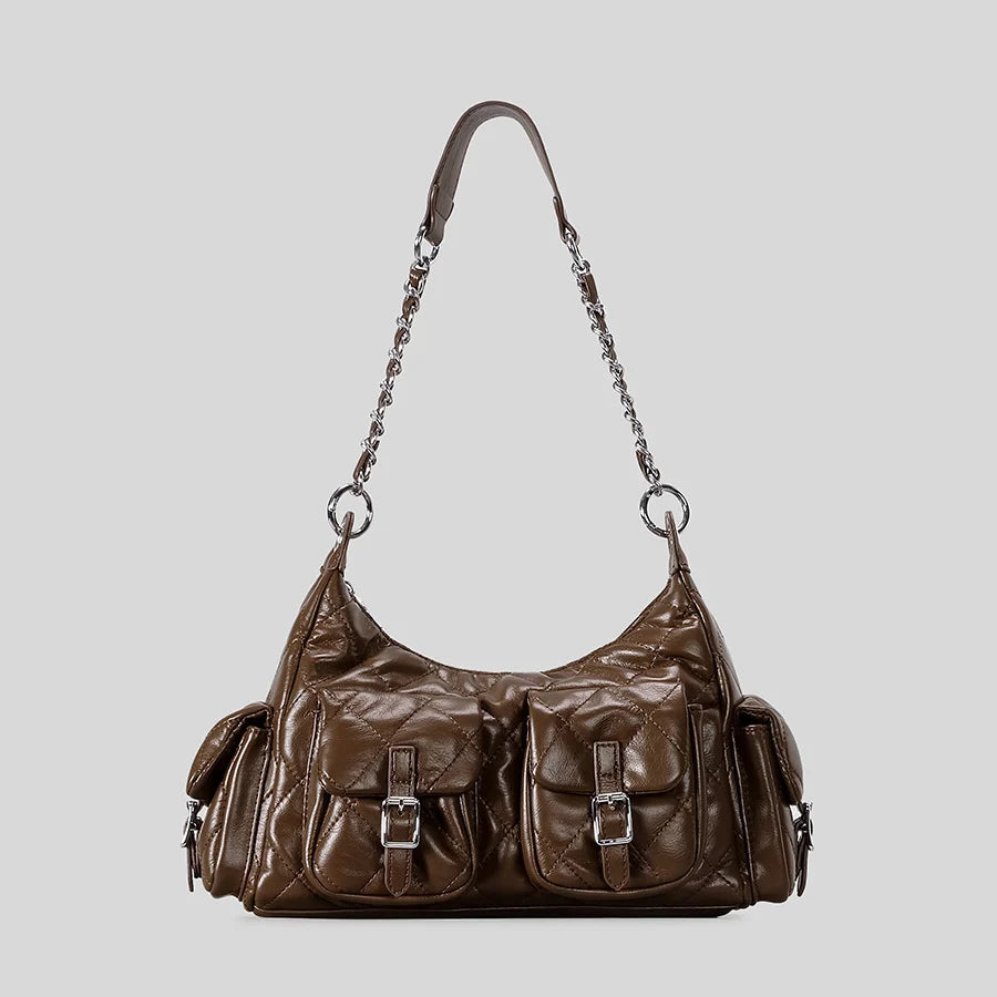 Handbag Quilted Multiple Pockets Adjustable Chain Strap