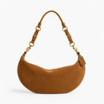 Handbag Soft Suede Curved Design Adjustable Strap Zippered Pocket