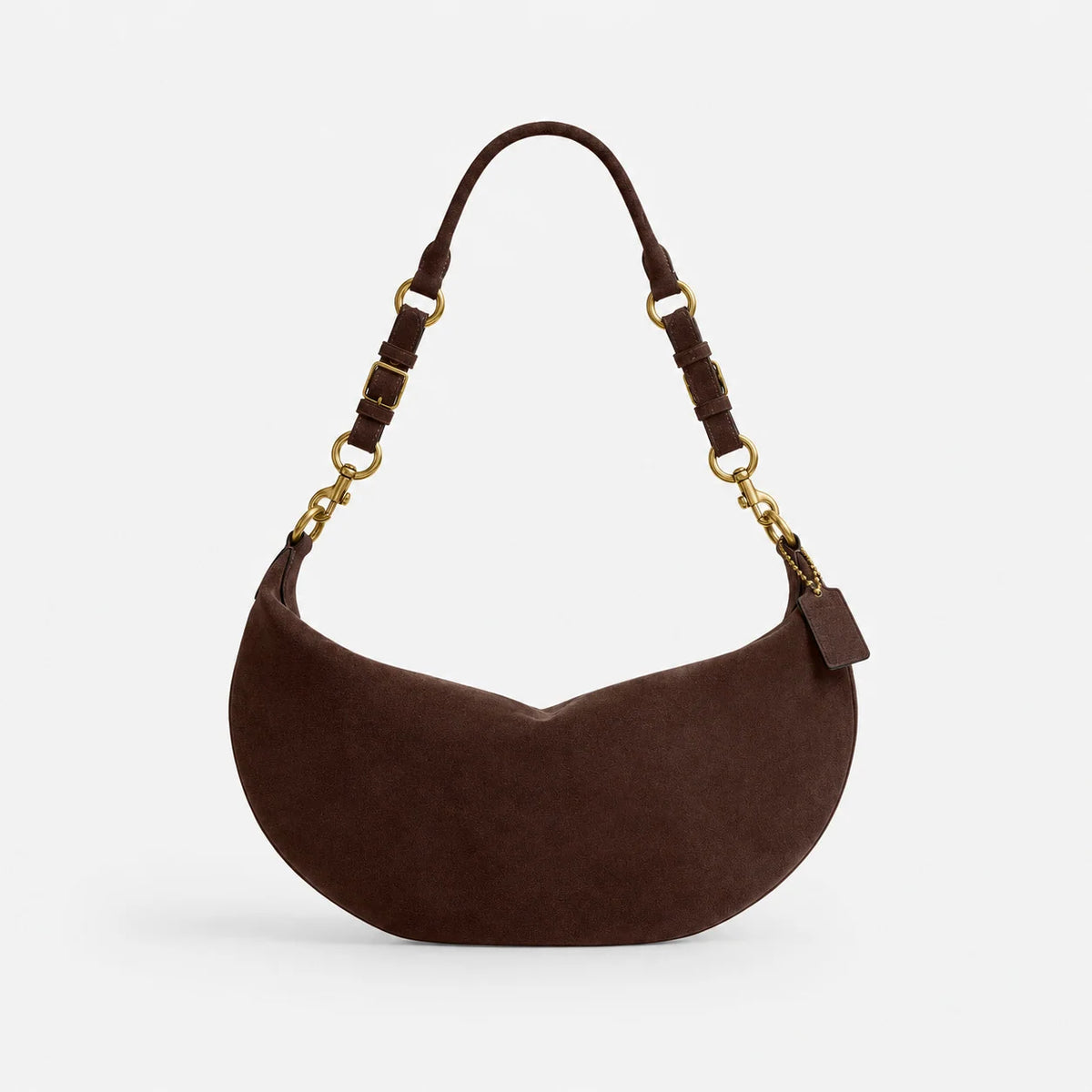 Handbag Soft Suede Curved Design Adjustable Strap Zippered Pocket