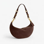 Handbag Soft Suede Curved Design Adjustable Strap Zippered Pocket