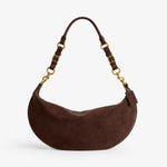 Handbag Soft Suede Curved Design Adjustable Strap Zippered Pocket