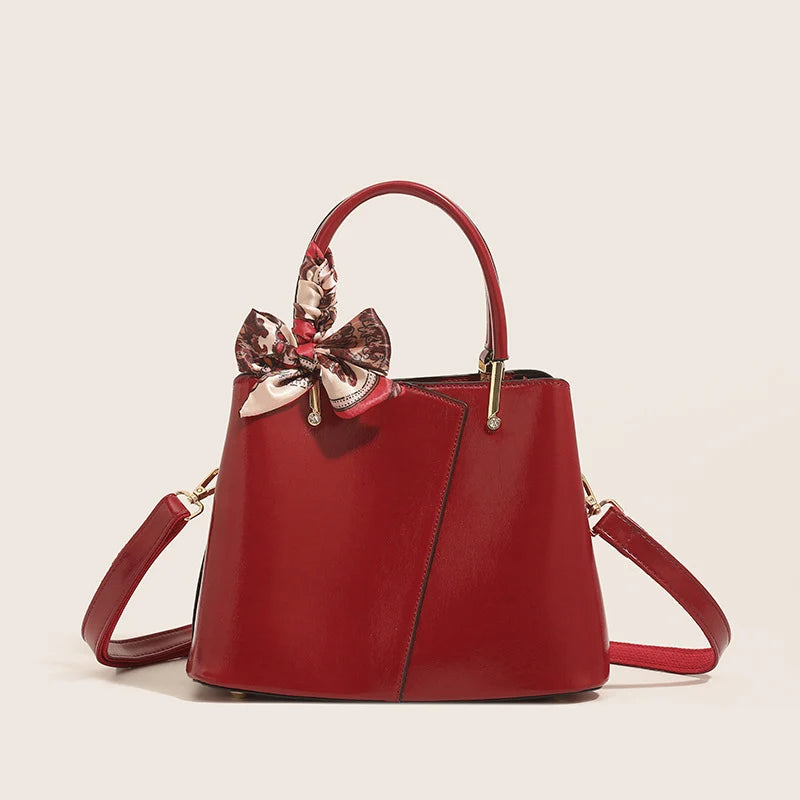 Handbag Structured Faux Leather Adjustable Removable Strap