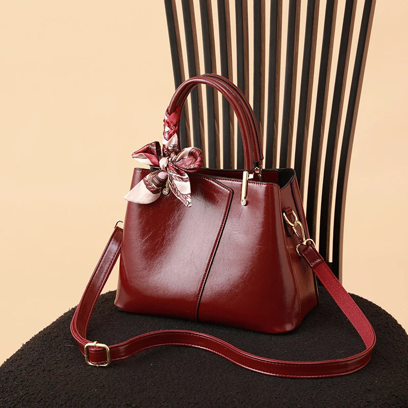 Handbag Structured Faux Leather Adjustable Removable Strap