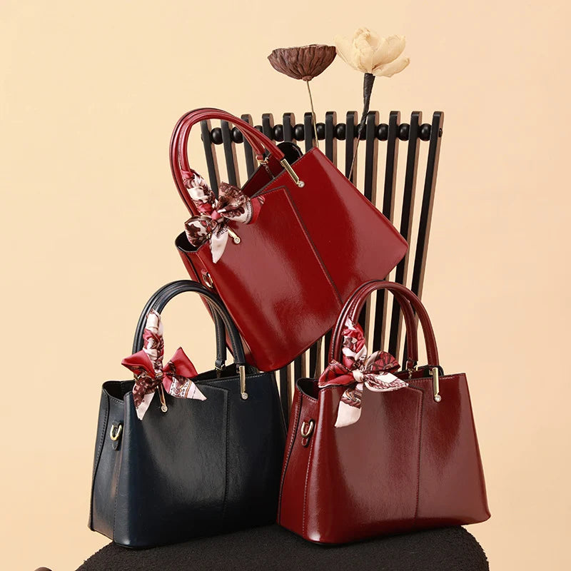 Handbag Structured Faux Leather Adjustable Removable Strap