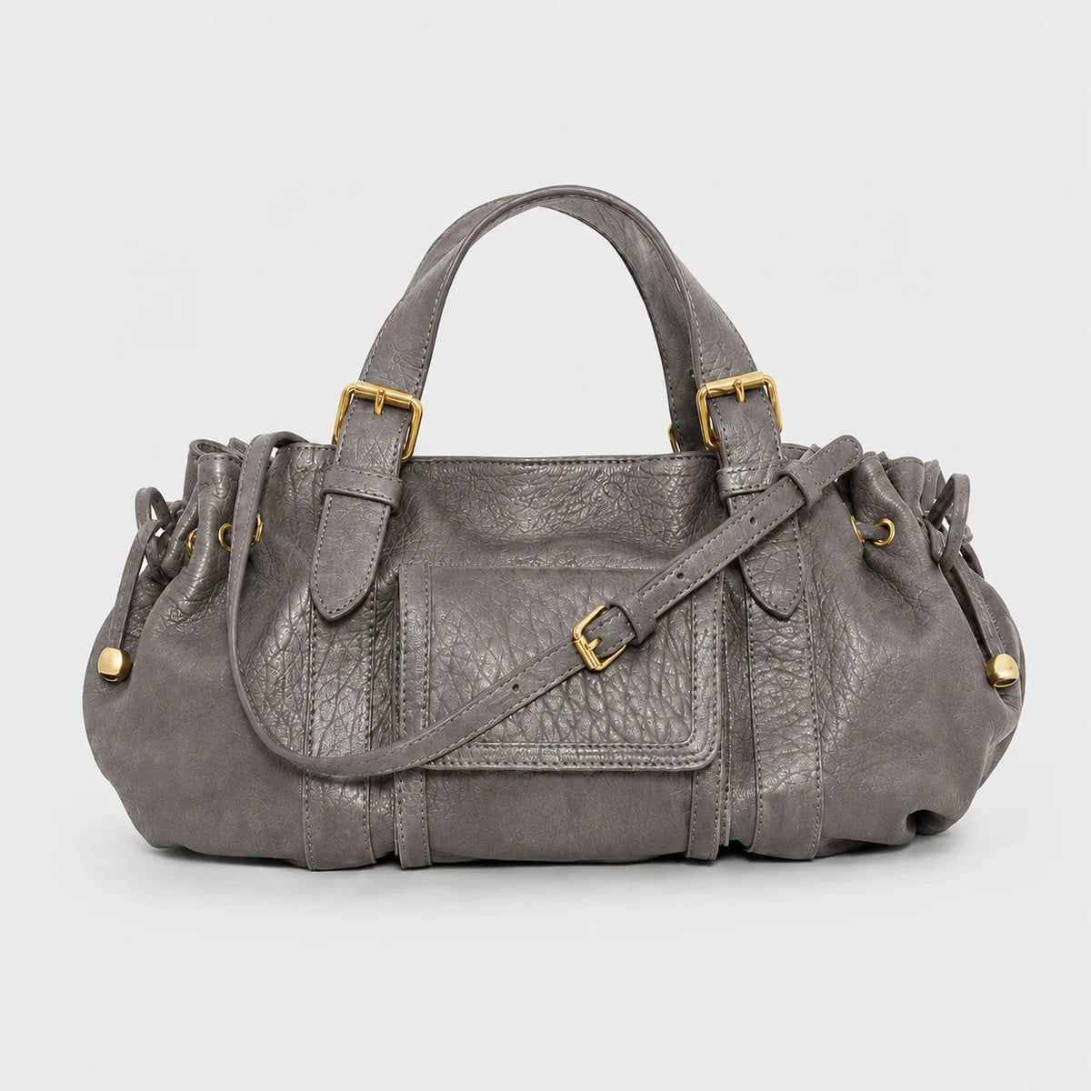 Handbag Textured Leather Detachable Shoulder Strap Spacious Interior