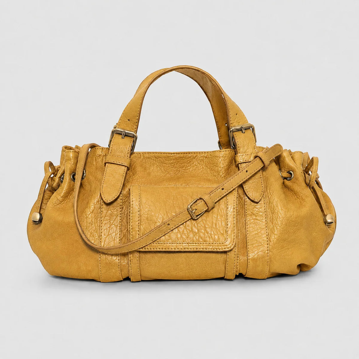 Handbag Textured Leather Detachable Shoulder Strap Spacious Interior