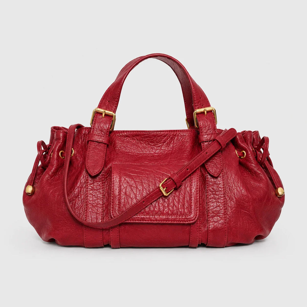 Handbag Textured Leather Detachable Shoulder Strap Spacious Interior