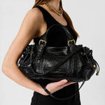 Handbag Textured Leather Detachable Shoulder Strap Spacious Interior
