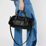 Handbag Textured Leather Detachable Shoulder Strap Spacious Interior