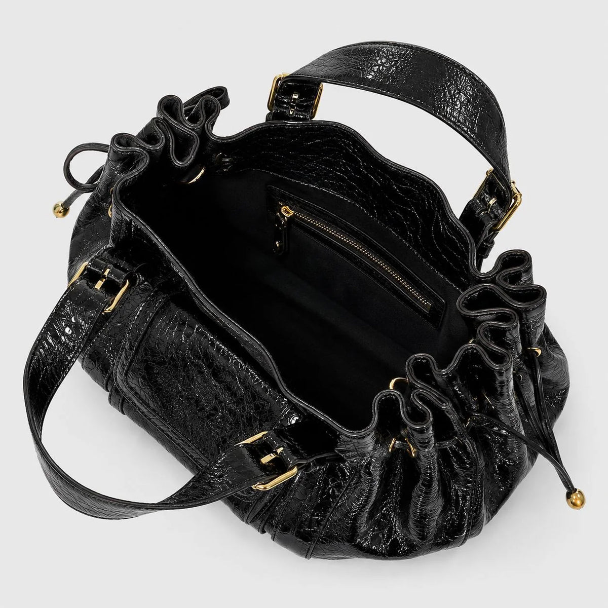 Handbag Textured Leather Detachable Shoulder Strap Spacious Interior
