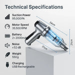 Handheld Car Vacuum Cordless 95,000PA Suction