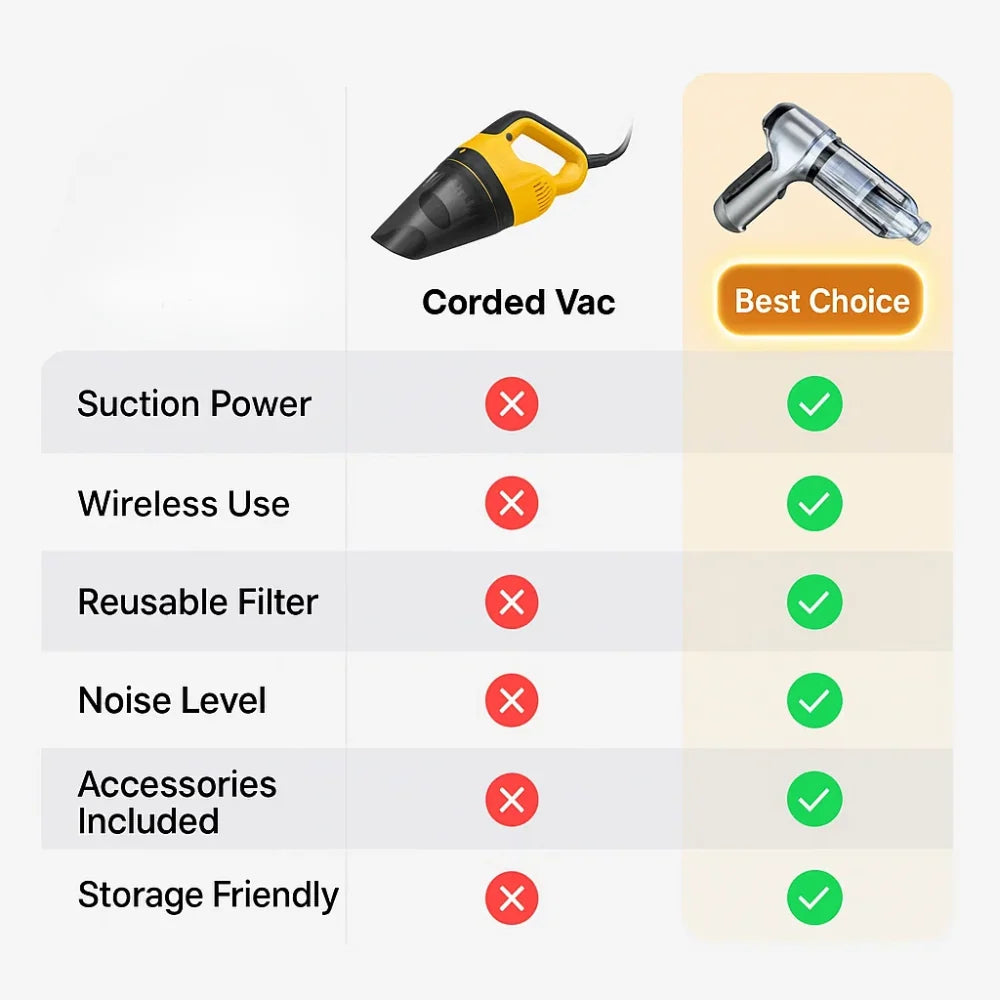 Handheld Car Vacuum Cordless 95,000PA Suction