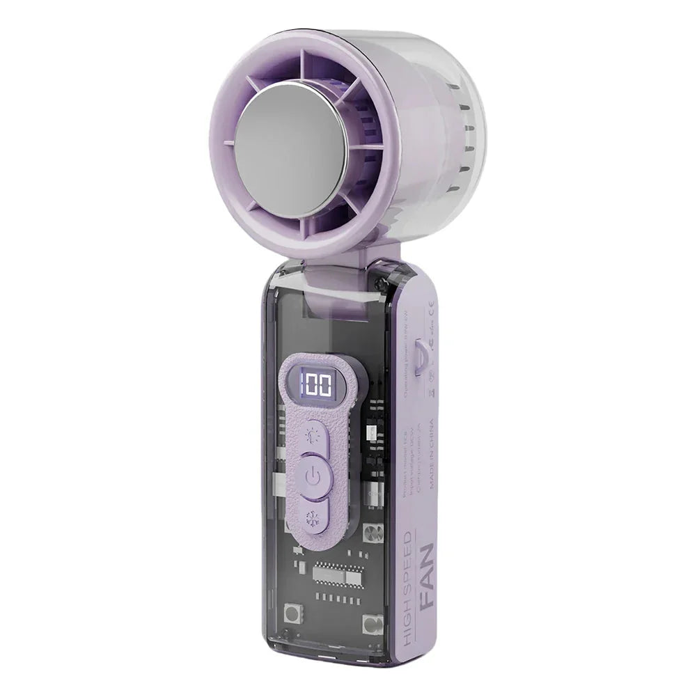 Handheld Fan Foldable Digital LED USB Rechargeable