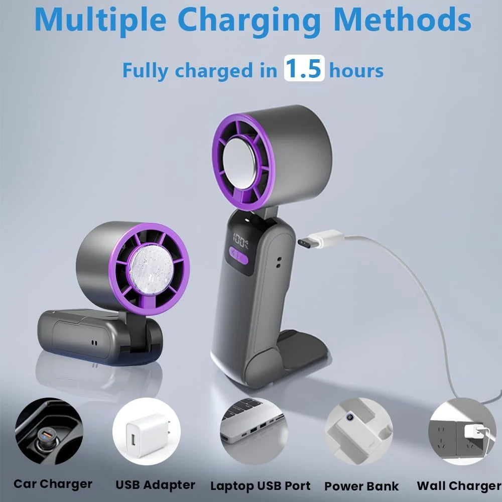 Handheld Fan Rechargeable Built-In Cooling Plate