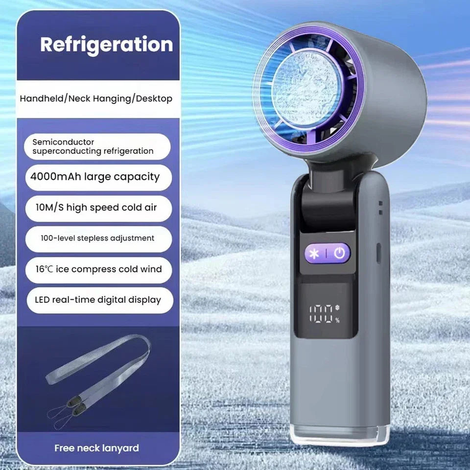 Handheld Fan Rechargeable Built-In Cooling Plate