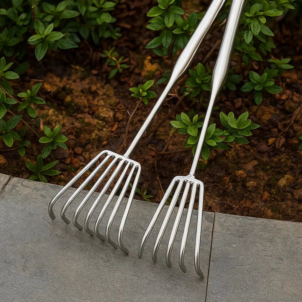 Handheld Garden Rake Stainless Steel Reinforced Teeth