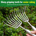 Handheld Garden Rake Stainless Steel Reinforced Teeth
