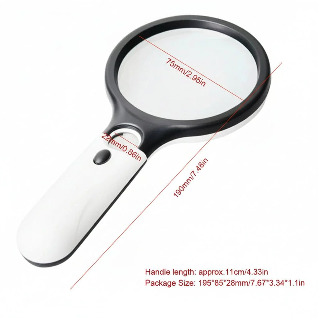 Handheld Magnifier 45x Dual Lenses LED Lighting