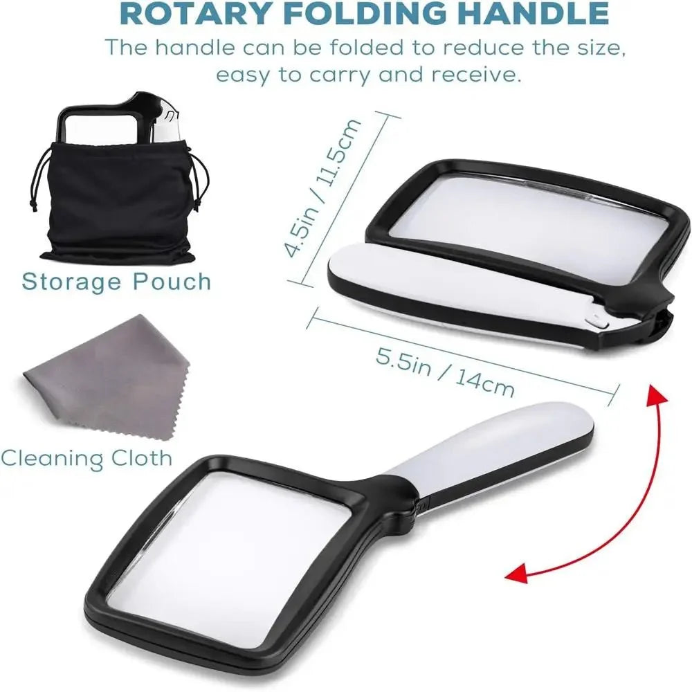 Handheld Magnifying Glass 3x LED Lighting Large Viewing Area