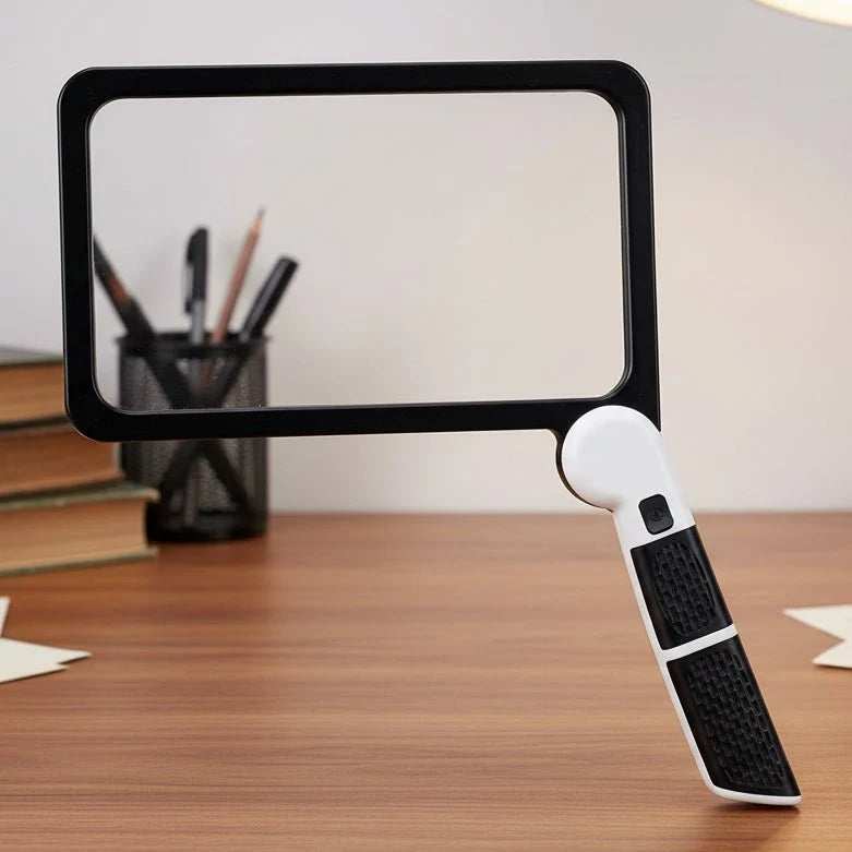 Handheld Magnifying Glass 5x LED Light Shatter-Resistant Lens