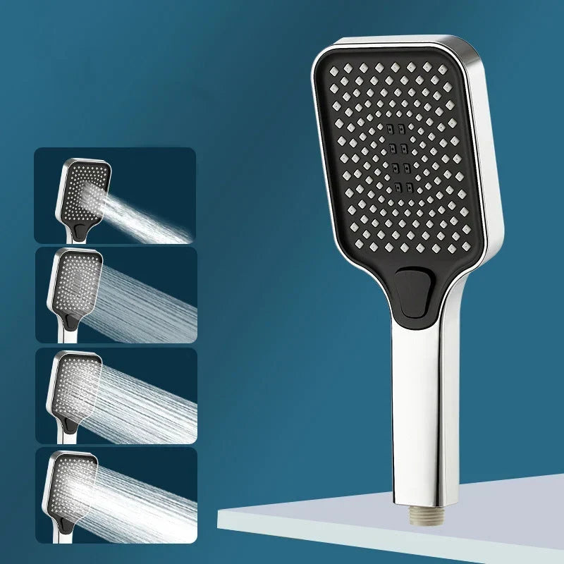Handheld Shower Head Pressure-Boosting 4 Spray Modes Wipe-Clean Nozzles