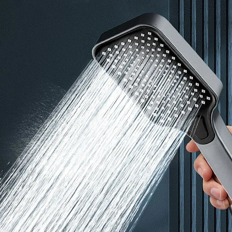 Handheld Shower Head Pressure-Boosting 4 Spray Modes Wipe-Clean Nozzles