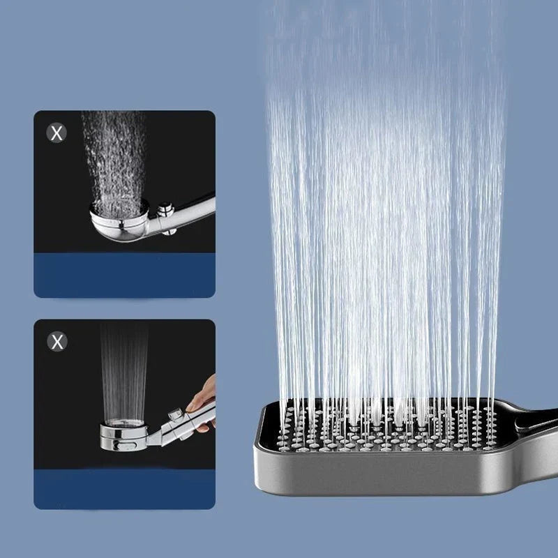 Handheld Shower Head Pressure-Boosting 4 Spray Modes Wipe-Clean Nozzles