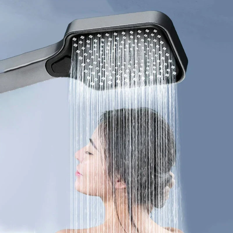 Handheld Shower Head Pressure-Boosting 4 Spray Modes Wipe-Clean Nozzles