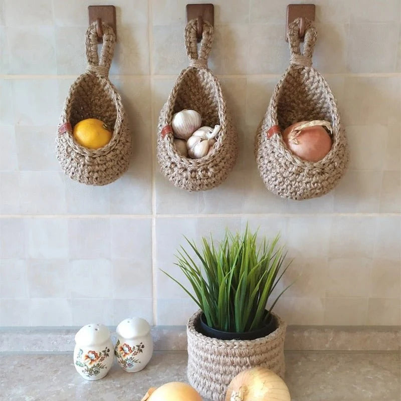 Hanging Basket Hand-Woven Hemp Multiple Sizes