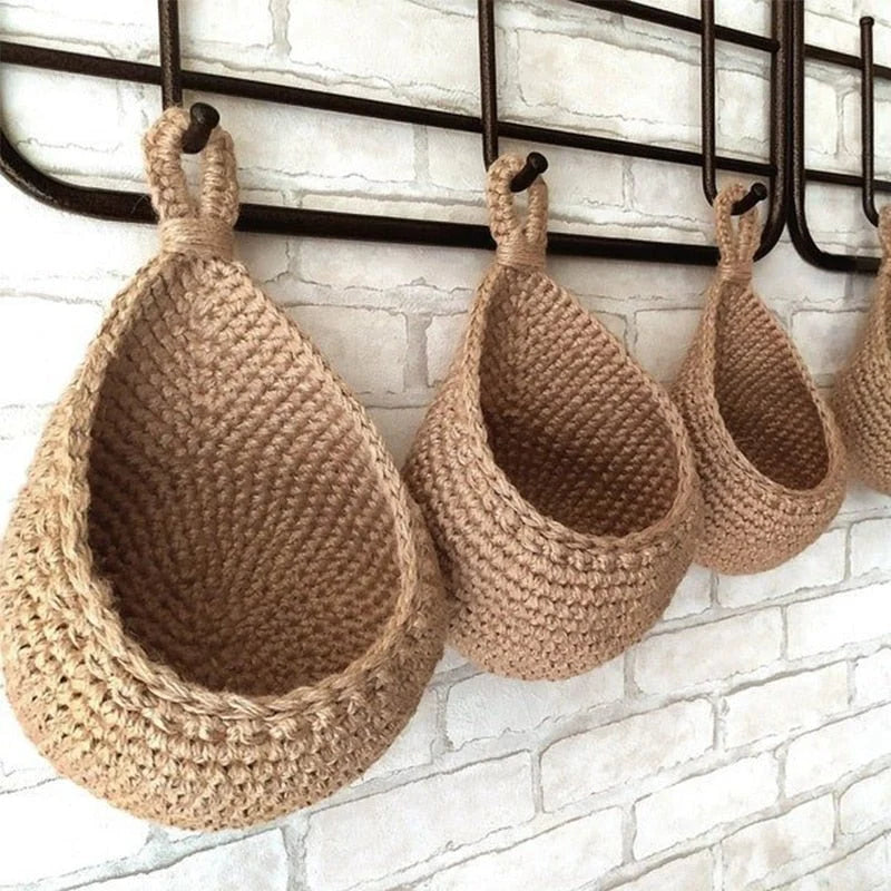 Hanging Basket Hand-Woven Hemp Multiple Sizes