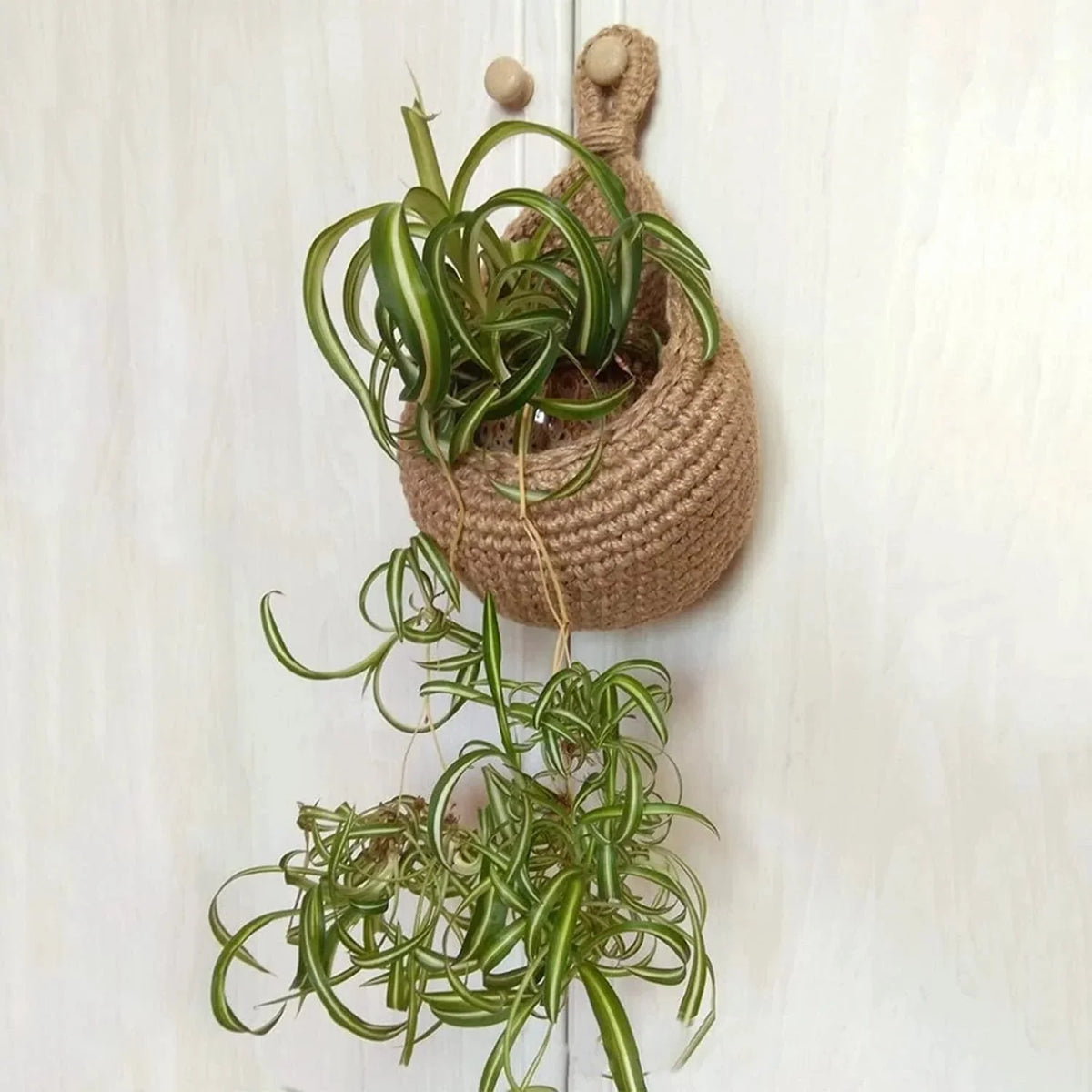 Hanging Basket Handmade Crochet Natural Jute Space-Saving
