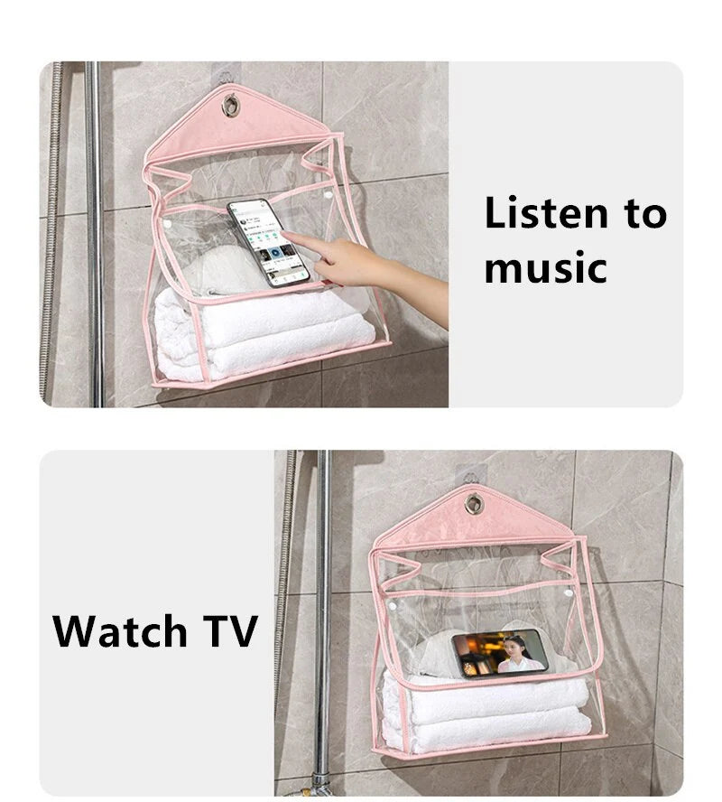 Hanging Bathroom Organizer Transparent Waterproof Touchscreen Pocket