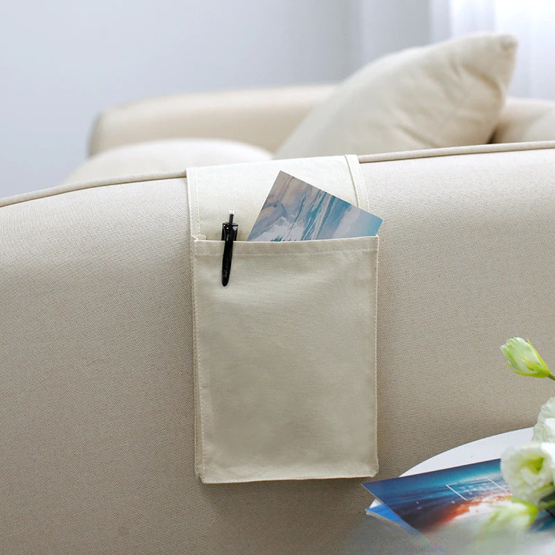 Hanging Bed Organizer Cotton-Linen Multiple Pockets