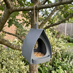 Hanging Bird Feeder Weather-Resistant Curved Roof Built-In Perch
