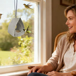 Hanging Bird Feeder Weather-Resistant Curved Roof Built-In Perch