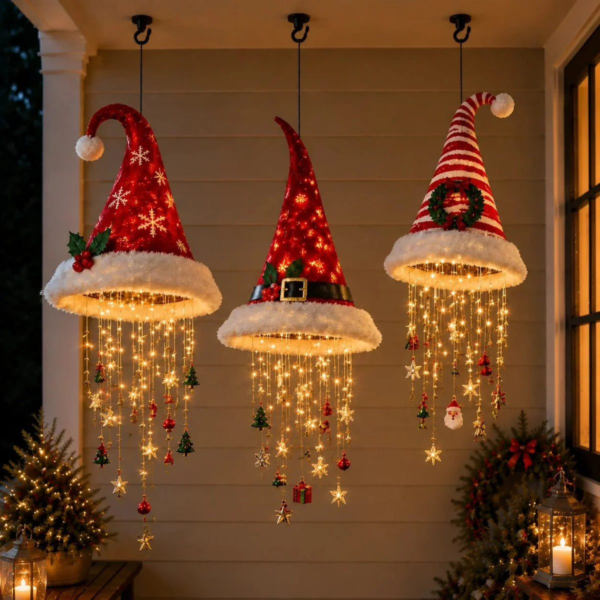Hanging Christmas Decoration Warm Lights Cascading Ornaments
