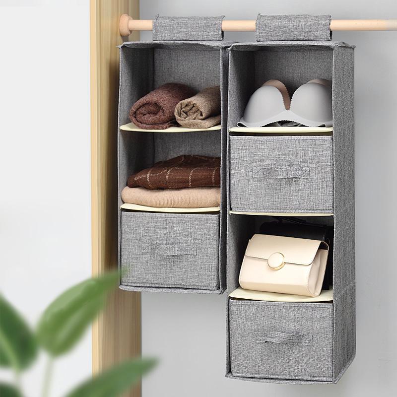 Hanging Closet Organizer Cotton-Linen Foldable Multi-Layer