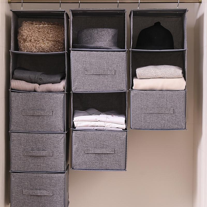 Hanging Closet Organizer Cotton-Linen Foldable Multi-Layer