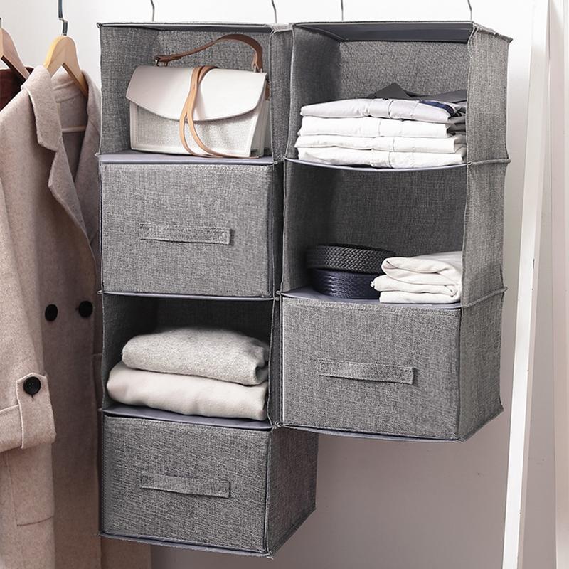 Hanging Closet Organizer Cotton-Linen Foldable Multi-Layer