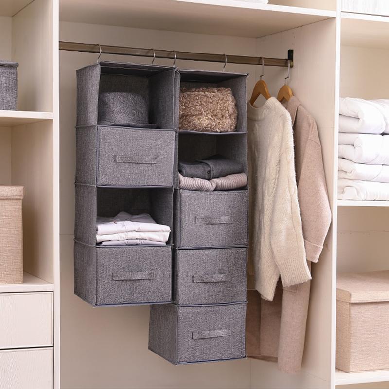 Hanging Closet Organizer Cotton-Linen Foldable Multi-Layer