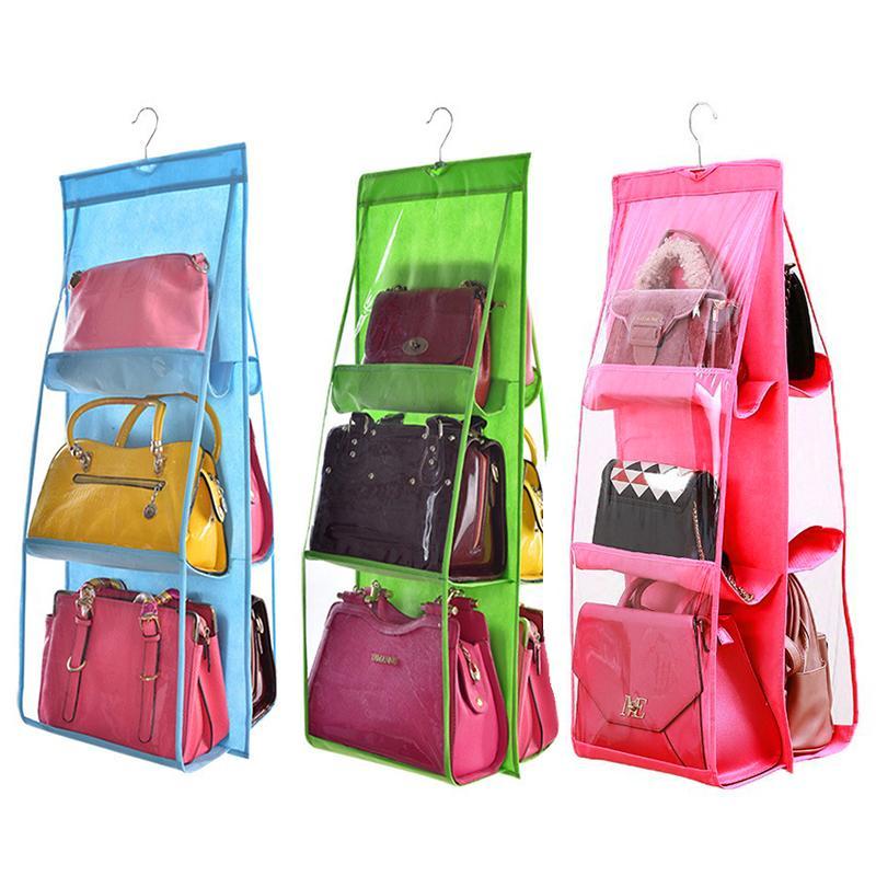 Hanging Closet Organizer Foldable 360 Degree Rotating Transparent Pockets