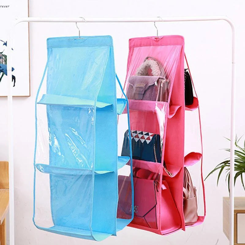 Hanging Closet Organizer Foldable 360 Degree Rotating Transparent Pockets