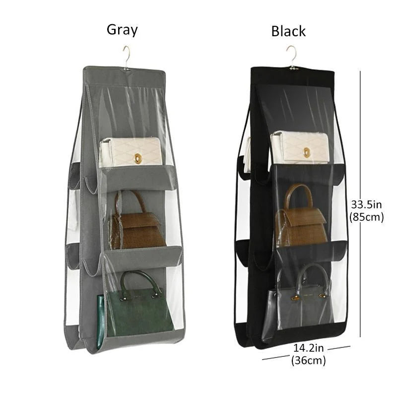 Hanging Closet Organizer Foldable 360 Degree Rotating Transparent Pockets