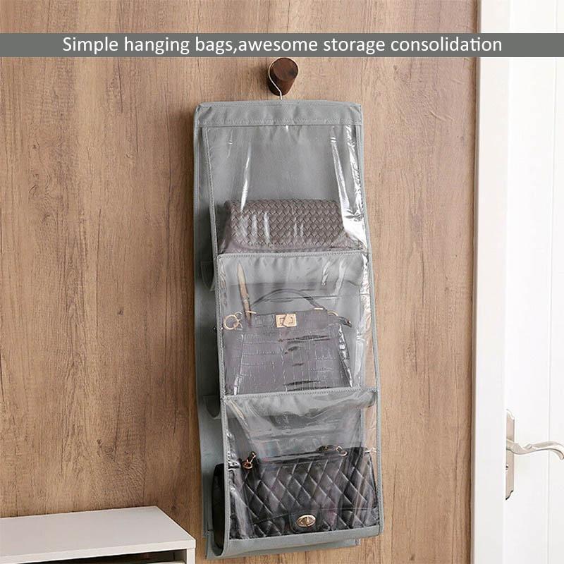 Hanging Closet Organizer Foldable 360 Degree Rotating Transparent Pockets